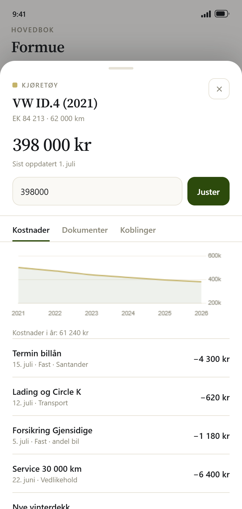 Fortivo på mobil: detaljer om en eiendel